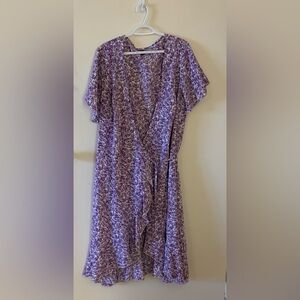 SHEIN Purple Floral High Low Wrap Dress